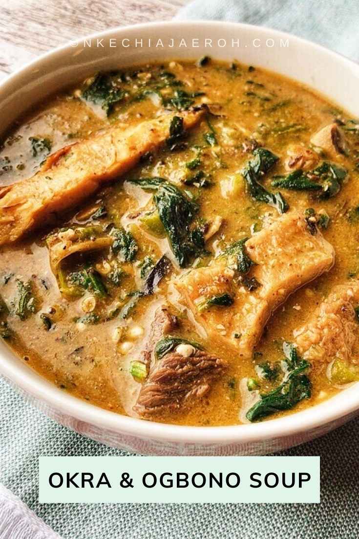 Ogbono soup with okra is nutritious and delicious! You can use fresh or frozen okra for this recipe!