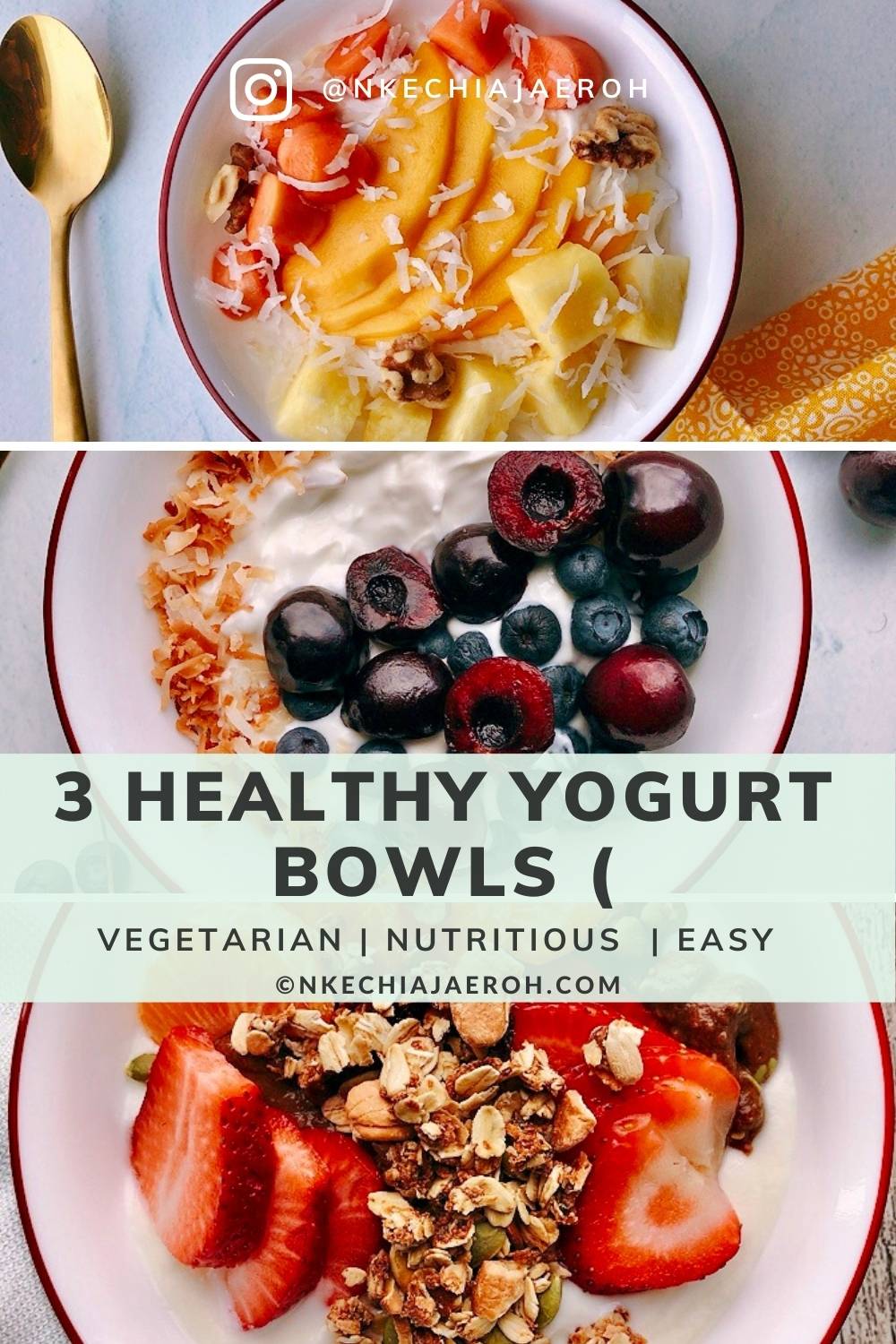 Yogurt bowl is an easy healthy breakfast that is packed with proteins, flavors, and deliciousness! Simply add any topping of choice, such as granola, fruits, or nut butter! Yogurt bowls are easy, cheap, nutritious, and make for an excellent breakfast when you are in a hurry! Say no to skipping breakfast! #yogurtbowl #yogurtrecipe #breakfastbowl 