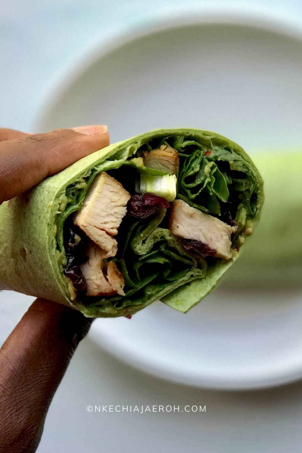 Super easy to make healthy taco recipe comprising of "Garden Spinach Herb Wrap," aka, the taco shell. Then filled up with well-seasoned and sautéed chicken breast, fresh spinach leaves, and spicy guacamole. Dry cranberries and green onions are optional, however necessary. Typically taco sizes range from small hand-sized tortillas, like 8-inch to 12-inch corn or flour tortillas. Though taco originated in Mexico, it is very much acceptable in most parts of the world. Taco recipe is adaptable, versatile, and easily customizable. #Taco #Tacorecipe #healthytaco #spinachwrap #Greentacowrap