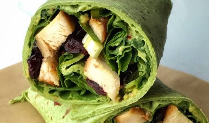Super easy to make healthy taco wrap recipe using a "Garden Spinach Herb Wrap," aka, the taco shell. Then filled up with well-seasoned and sautéed chicken breast, fresh spinach leaves, and spicy guacamole. Dry cranberries and green onions are optional, however necessary. This is the easiest healthy taco wrap recipe you will have to make, perfect for a quick lunch or busy weeknights. Taco recipe is adaptable, versatile, and easily customizable. Hope you enjoy!
