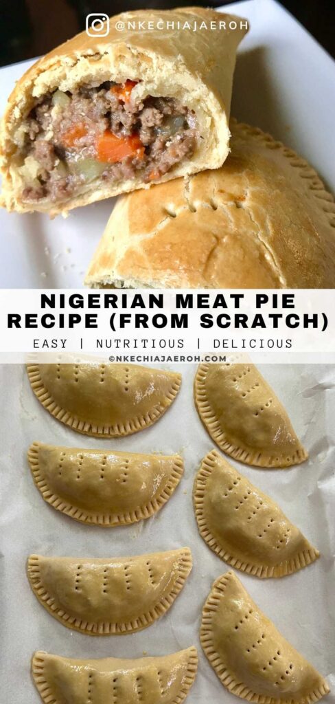 An authentic Nigerian meat pie is a savory, flaky pie filled with the tasty minced or ground beef cooked with potatoes, carrots, onions, garlic, herbs, and spices. Nigerian meat pie, also known as African meat pie, is divinely delicious and easy to make at home. Nigerian meat pies are perfect for snacks, breakfast, or brunch. They are a must-have on most Nigerian occasions. As a family, we love making meat pies during most holidays, such as Christmas, Easter, or Thanksgiving. #Meatpie #Englishpie #Nigerianfood #Nigerianmeatpie #Africanmeatpie #Africansnack