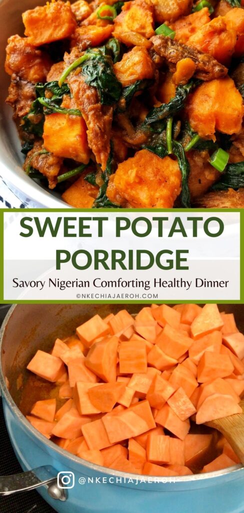 Looking for a cozy and healthy comfort food recipe? This Nigerian sweet potato porridge is a flavorful one-pot meal made with sweet potatoes, spinach, peppers, and simple pantry ingredients. Easy to make, nourishing, budget-friendly, and perfect for weeknight dinners or meal prep. Save this savory sweet potato porridge recipe for later! 🍠✨ #SweetPotatoRecipes #NigerianFood #HealthyDinnerIdeas #ComfortFood #AfricanRecipes #OnePotMeals #HealthyRecipes #MealPrepIdeas