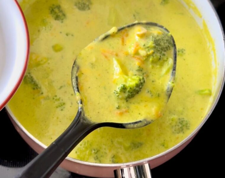 Easy, creamy, nutritious, and delicious healthy broccoli cheddar soup recipe with chicken is the best soup recipe for Fall or any time of the year. This broccoli cheddar soup healthy version is particularly kid-friendly. Double batch this healthier broccoli cheddar soup recipe, pack them up in containers and freeze them for a hearty, healthy, warming soup whenever you want. We enjoy broccoli cheddar soup with chicken all year round, especially during the cold season!