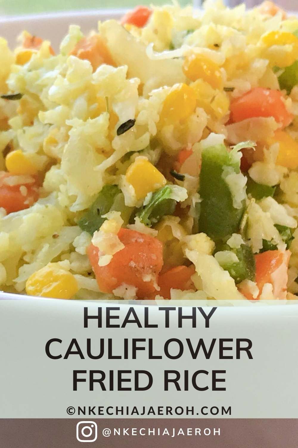 Easy to make gluten-free cauliflower fried rice recipe with vegetables. This recipe is perfect for a low carb diet, as well as a healthy vegan diet. Serve this as a side dish or add some meat, mushrooms, and tofu to make it a complete meal! This vegetable cauliflower fried rice recipe is ready under 15 minutes, amazing for low carb weekday lunches or dinner. This recipe is a crowd-pleaser #friedricerecipe #lowcarb #cauliflowerfriedrice #Cauliflowerrecipe #weightlossrecipe