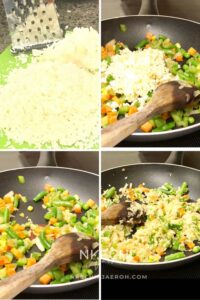 Healthy and delicious Cauliflower fried rice is an easy, low-carb, and keto-friendly version of the famous fried rice recipe! Grab a fresh cauliflower head and shred it using your hand-held shredder or processor. Alternatively, you can buy shredded cauliflower and make this recipe! All you will need for this healthy cauliflower fried rice recipe is shredded cauliflower and vegetables! This healthy dish comes together in less than 20 minutes! And you can serve it with any main dish of choice!