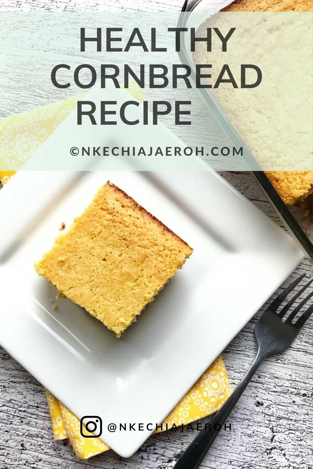 The yummiest and healthiest cornbread recipe; this healthier low-calorie cornbread is only 148 per serving. Yet, insanely delicious, and very easy to make! This ultimate healthy cornbread is tender and moist. The best healthy cornbread recipe that is perfectly baked in the oven serves as a side, dessert, breakfast, or snack! Excellent for cookouts, Thanksgiving dinner, or family dinner! #cornbread #fallrecipe #comfortfood #fall #sidedish #baking #lowfat #lowsugar #light #weightwatchers