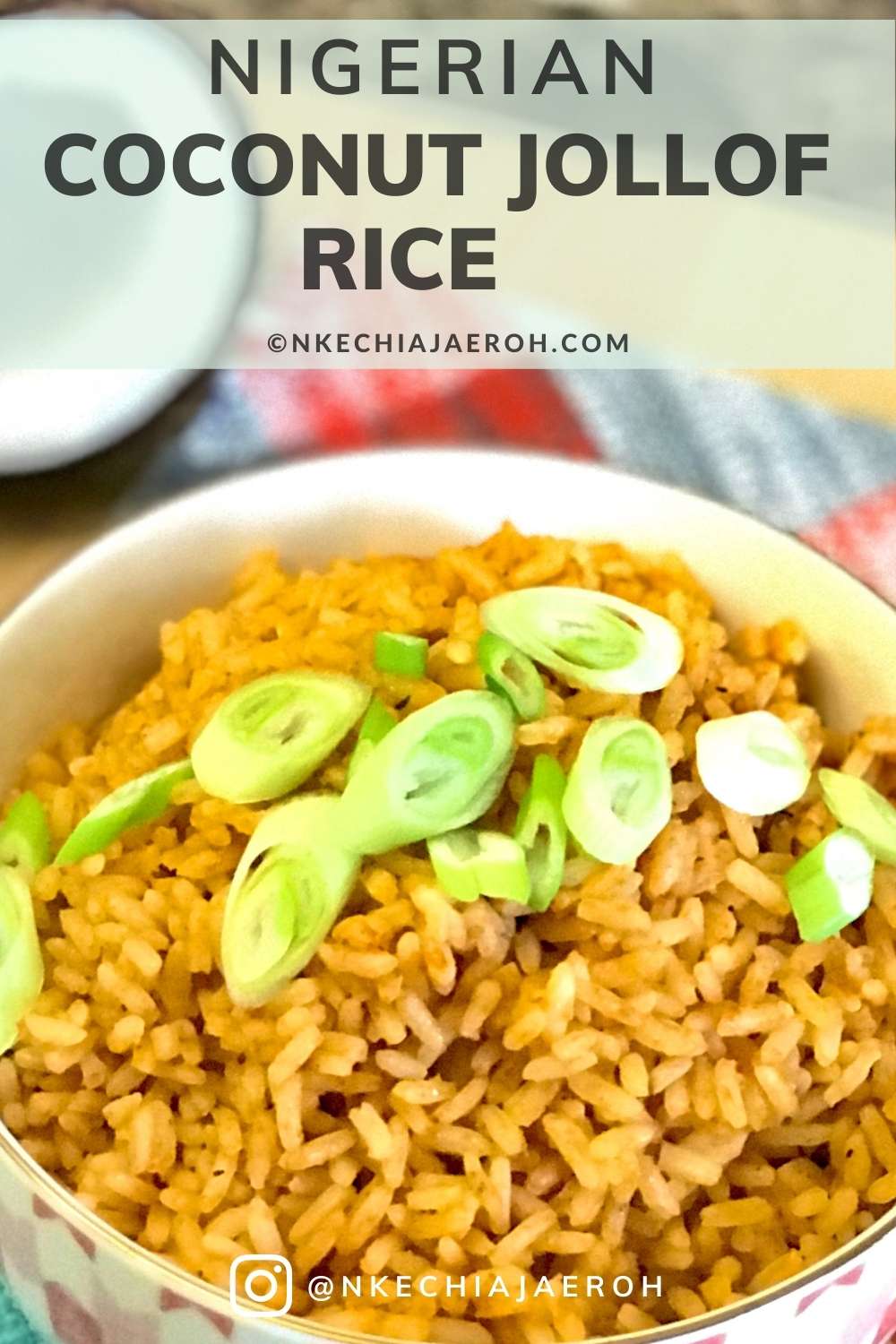 Nigerian Coconut Jollof Rice Recipe. Easy Step by Step instructions. Vegan, Gluten-free, and Delicious. Learn how to cook foolproof coconut Jollof rice like a pro. Jollof rice is a must-have during Thanksgiving, Christmas, Easter, wedding, baby naming ceremony, anniversary for most Africans. Usually, Coconut Jollof with chicken or fish is very popular on-demand as well. #Jollofrice #Jollof #NigerianJollofrice #Africanfood #Sidedish #Vegan #WestAfrica #lunch #Dinner #ethnicfood #Nigerianfood 