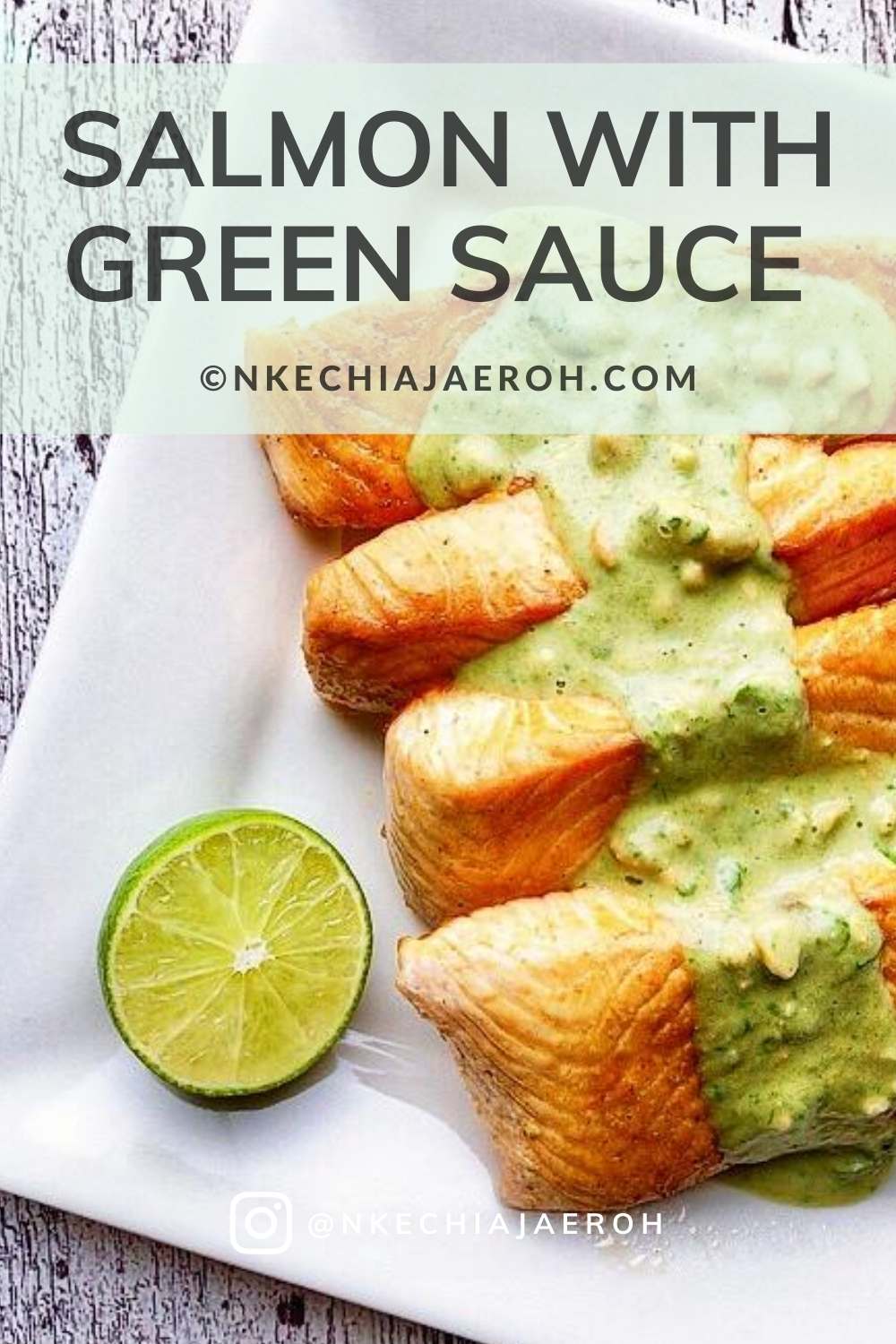 Healthy Salmon with Green Sauce. This quick and easy, insanely delicious pan-seared salmon recipe with green sauce will is an unforgettable lunch or dinner. It is a perfect weekday dinner that will leave you wanting for more. These salmon can go on salads, burgers, or you can simply enjoy them with stir-fried vegetables. This easy salmon recipe takes a little time to cook. Low-calorie food perfect as a weightloss diet. #salmon #seafood #summertimerecipes #salmonrecipe #fishrecipe #lowcarb