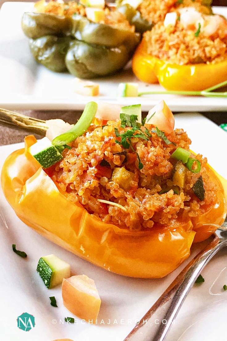 Healthy stuffed peppers with vegetables.
