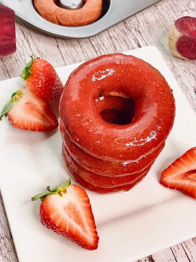 Baked Gluten-free Red Velvet Donuts with Beets