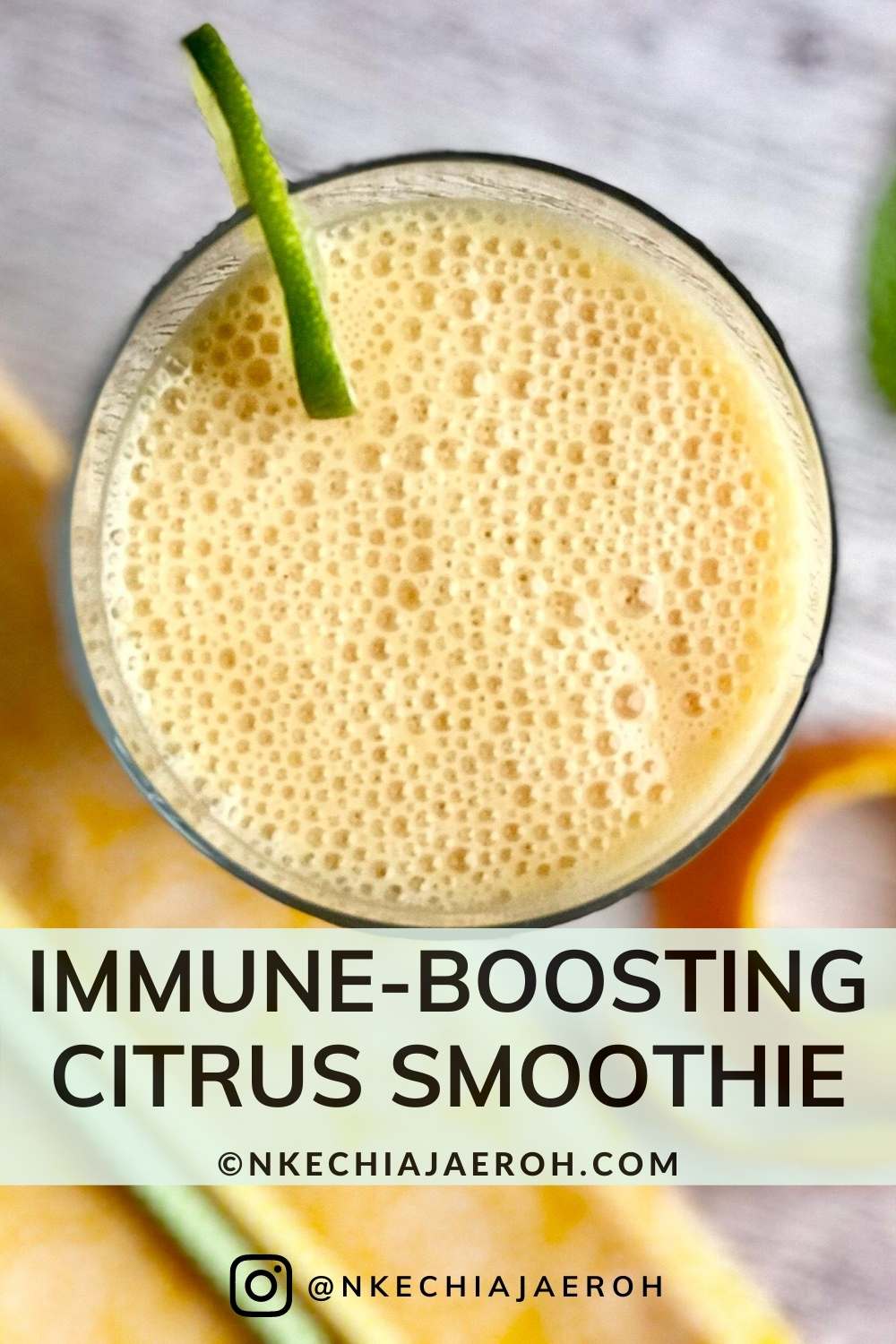 Immune-Boosting Citrus smoothie; Vitamin C Smoothie Recipe. The Best breakfast smoothie (Vegan, gluten-free, low carb) Healthy Vitamin C smoothie made with orange, grapefruit, lemon, banana, plant-based yogurt, and almond milk Citrus is nature's own powerful immune booster, so this immune-boosting citrus smoothie helps the body's defense against infections and re-infections. We need our food to support the immune system like this citrus smoothie. #immuneboostingsmoothie #immunitysupport