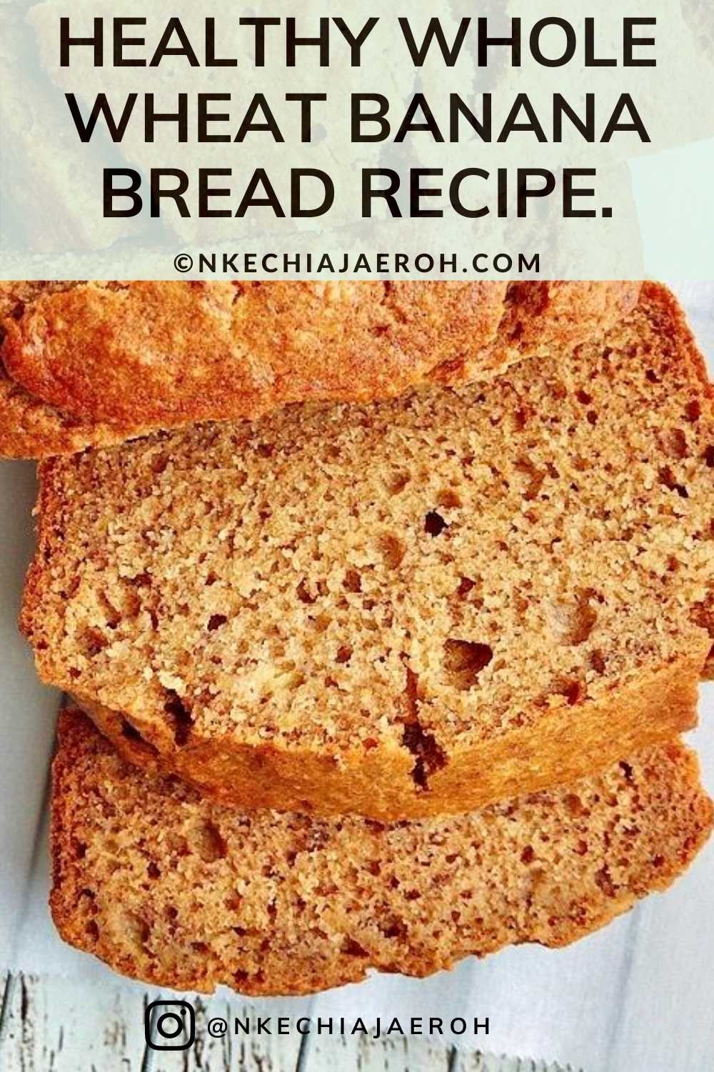 Best banana bread recipe that is super moist, very tasty, and easy to make. This healthy banana bread recipe requires no refined flour or refined sugar, and it is low calorie! To make this banana bread, you will need bananas, whole wheat flour, almond flour, eggs, honey, olive oil, and milk. If you desire a banana nut bread, then add some walnut. Also, this recipe is already nutty just the way it is because of the almond flour. #bananabread #healthybananabread #Baking #bakedbreakfast