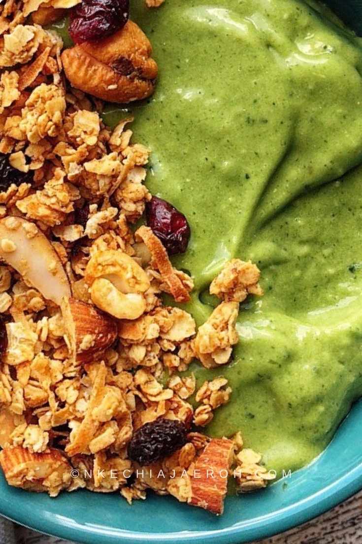 Ultimate avocado smoothie bowl with granola