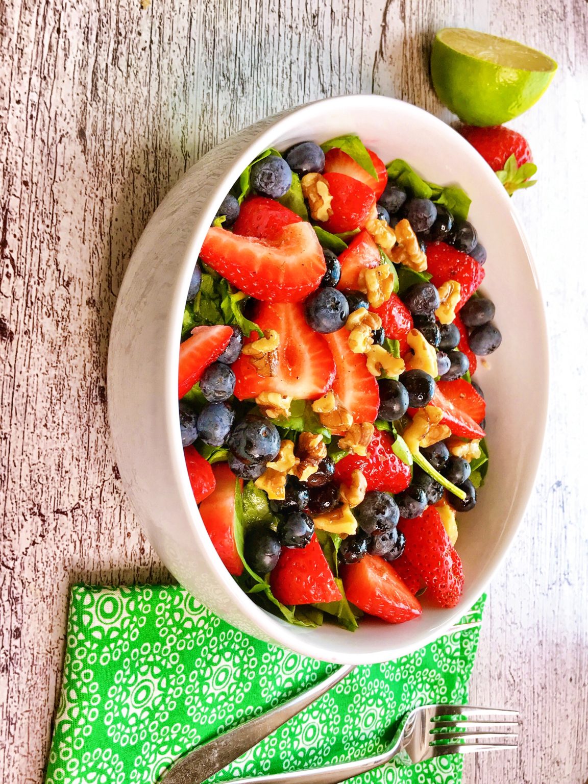 Berry Spinach Salad with Lime and Olive oil Dressing Nkechi Ajaeroh