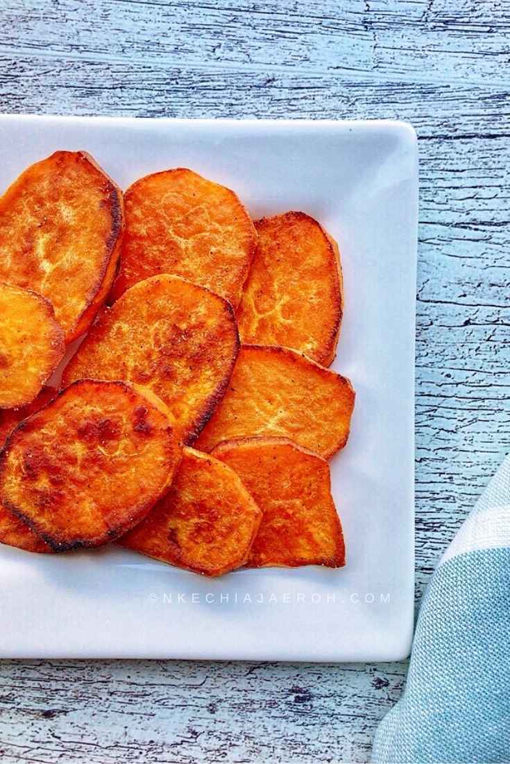 Platter of sautéed sweet potatoes 