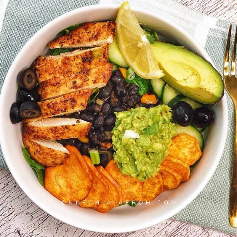 Deconstructed Taco Bowl with Sweet Potatoes and Black Beans