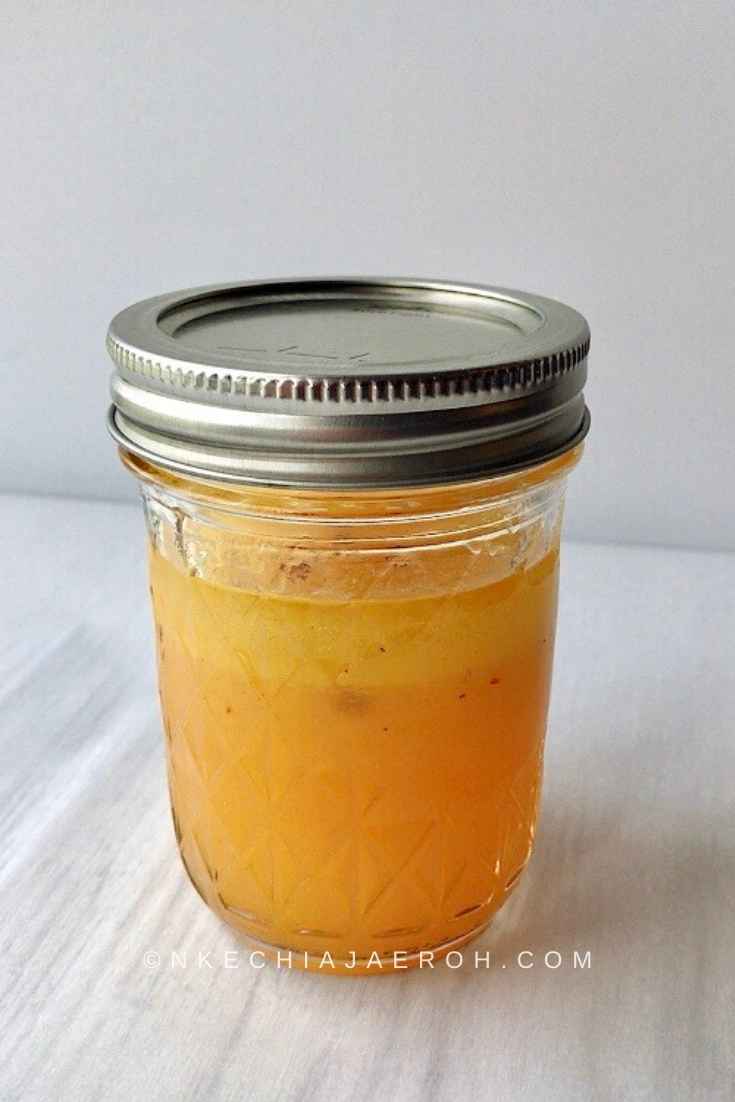 *Citrus salad dressing without vinegar. In a jar to be stored in the fridge afterwards