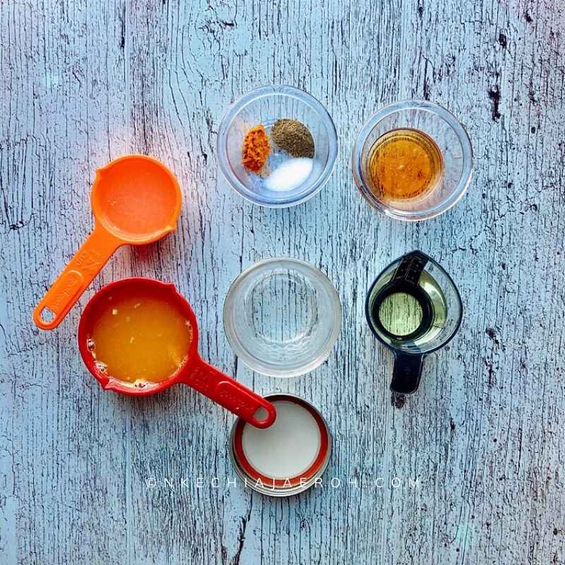 An easy to make all-purpose citrus juice salad dressing. Process photo