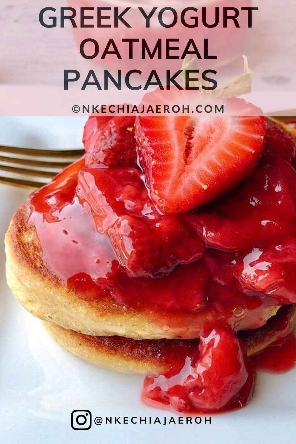 The ultimate healthy, and delicious pancake recipe. Generally, pancakes, also known as hotcakes, are one of the favorite breakfasts and brunch recipes. Relatively, my kids, just like other kids, love pancakes, and I love to make them! To put it differently, I love making these Greek yogurt oatmeal pancakes for my kids! And, I am excited to show you how I make them so you can too! These pancakes are served with healthy sugar-free strawberries.