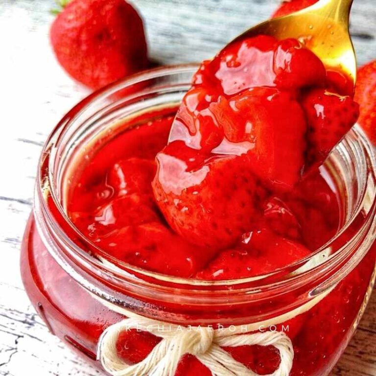 This easy-to-make homemade strawberry sauce recipe is tasty, juicy, and refined sugar-free! This simple fruit sauce is made with fresh strawberries, cornstarch, maple syrup, lemon juice, and lemon zest. It is insanely delicious; you will not miss the refined sugar! This simple strawberry sauce recipe makes an excellent topping for pancakes, waffles, yogurt bowls, cheesecakes, ice cream, and anything you desire!