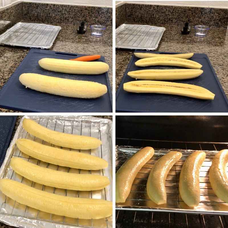 How to cook plantains, baked and healthy. Step 1, wash, peel, and bake in the oven