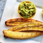 Oven roasted sweet plantains (maduros) with guacamole