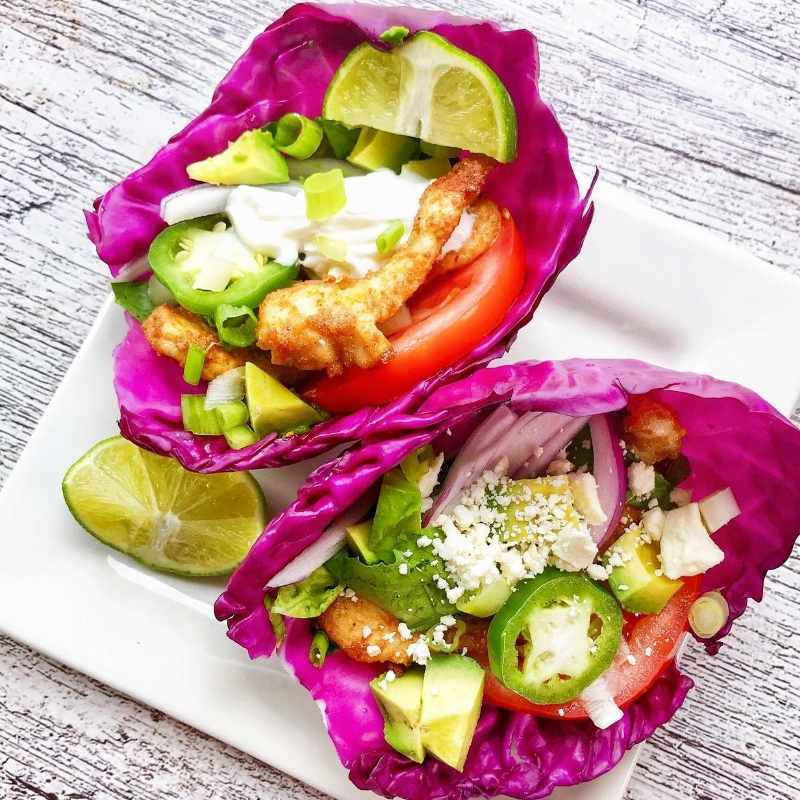 Purple Cabbage Taco Salad: Colorful, flavorful, and insanely delicious, this red cabbage wrap will lighten up your day! A fantastic lunch, dinner, or snack, cabbage wraps are also kid-friendly, and crowd-pleasers.