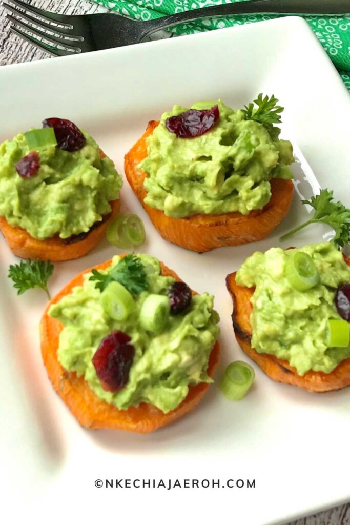 These baked sweet potato avocado rounds are just the perfect appetizer, snack, and all-round best crowd-pleasing finger food! Whether you are welcoming guests or preparing for a family get-together, this healthy sweet potato cups with guacamole is a must! Also, these healthy bites are vegan, low carb, gluten-free, and super easy to make!