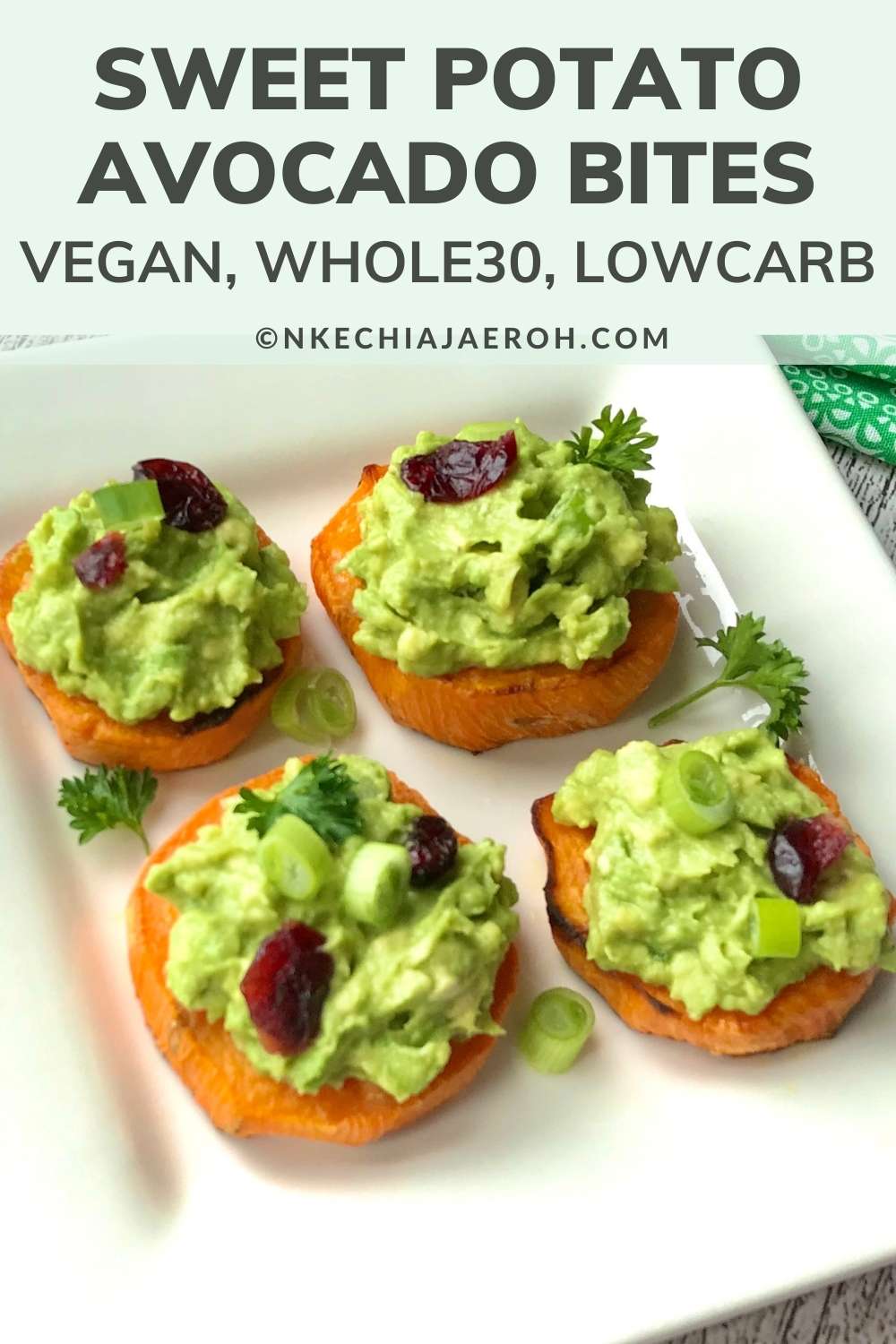 Healthy baked sweet potato avocado bites - vegan, gluten-free, low carb, and easy to make! These sweet potato cups are the easiest foods to cook, and they are loaded with guacamole. Perfect combo for the best appetizer, side dish, snacks, these vegan roasted sweet potato rounds, smashed avocado are just the best finger foods. and a healthy and delicious appetizer, snacks, side dish, or meal! #sweetpotato #Bakebites #sidedish #appetizer #healthyappetizer #sweetpotatoside #guacamole