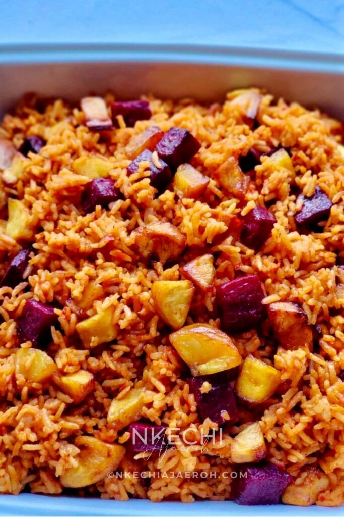 Looking for a healthier way to enjoy jollof rice? This easy brown rice jollof recipe with beets and sweet plantains is packed with flavor, fiber, and wholesome ingredients. A nourishing twist on a Nigerian favorite, this vegan-friendly recipe is perfect for meal prep, weeknight dinners, and anyone who loves healthy comfort food. Save this recipe for later! 🍚✨ #JollofRice #BrownRiceRecipes #HealthyDinnerIdeas #NigerianFood #MealPrepRecipes #HealthyRecipes #PlantainRecipes #AfricanFood #ComfortFood #EasyDinner
