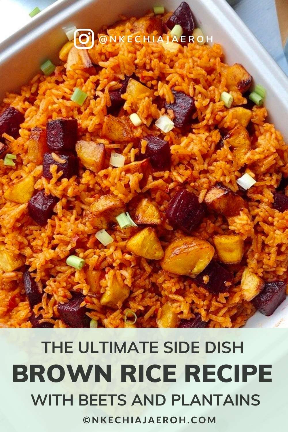 This healthy and insanely delicious brown rice Jollof recipe is vegan, gluten-free, dairy-free, kosher, and the perfect side dish for every occasion. This brown rice recipe cooks very quickly and has a yummy nutty flavor. This dish is a winner, a crowd-pleaser, and hands down the best brown rice recipe! Whether you are looking for a Thanksgiving side dish or Christmas side dish, this recipe is just right and perfect!