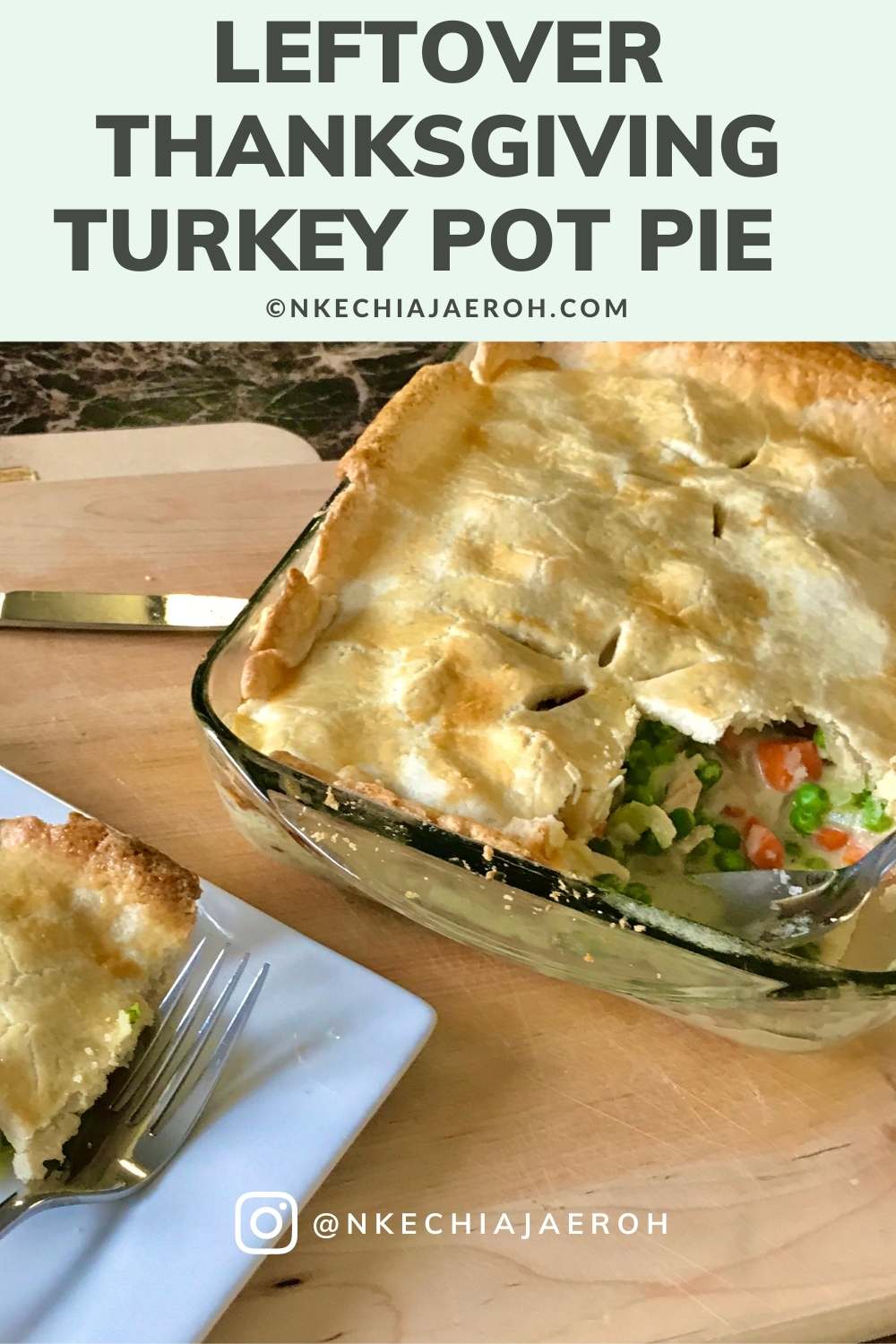 This homemade leftover Thanksgiving turkey pot pie is flavorful and insanely delicious, and every family member will enjoy it. This turkey pot pie casserole can make a great lunch or dinner, and you can always make it ahead, and freeze. A perfect Thanksgiving recipe you can make with leftover turkey, and other veggies. You can always make this recipe with chicken if that’s what you have. #Turkeyrecipe #Thankgivingrecipe #Holidayrecipe #Turkeypotpie #Healthypotpie #Christmasrecipe #homemadeturkeyrecipe