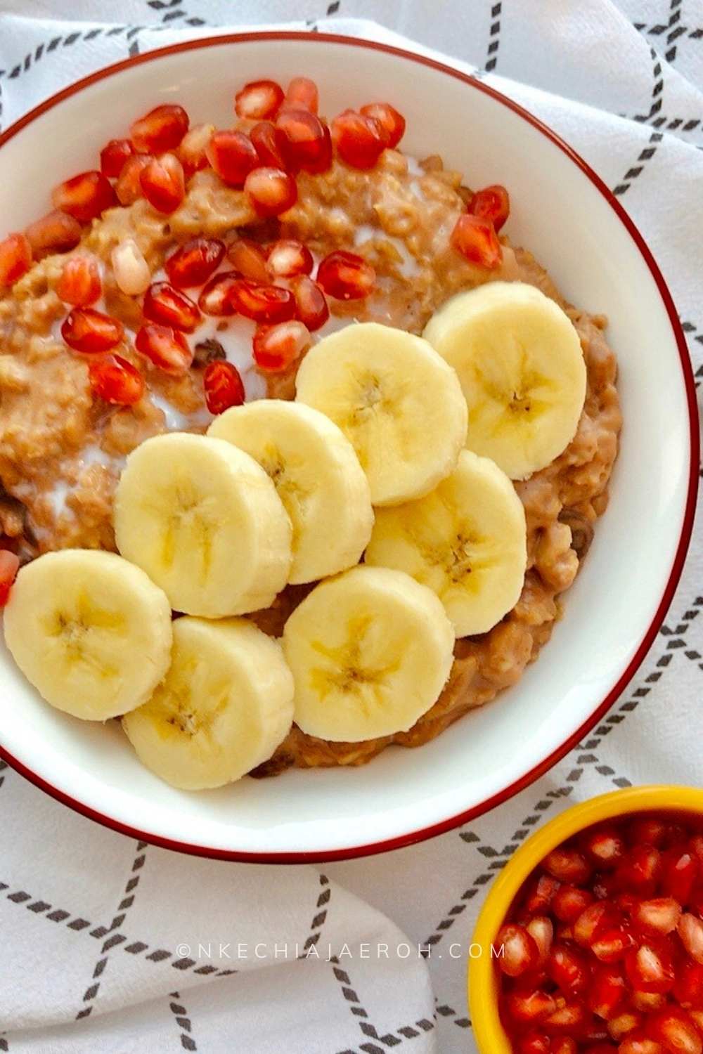 The best thing about this chocolate oatmeal porridge is that you won’t know that I used plant-based milk; it doesn’t taste any different from other oat porridges. In Nigeria, we make oats with water! Yes, W A T E R, and guess what? It still tastes good, and yummy, and looks thick and creamy!