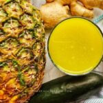 Pineapple cucumber juice recipe with bell peppers, lemon, and ginger! Wow, let’s take a moment and appreciate how loaded this fruit and vegetable juice is! This pineapple and cucumber juice recipe have only five ingredients, have no artificial or refined sugar, and it is super easy to make.