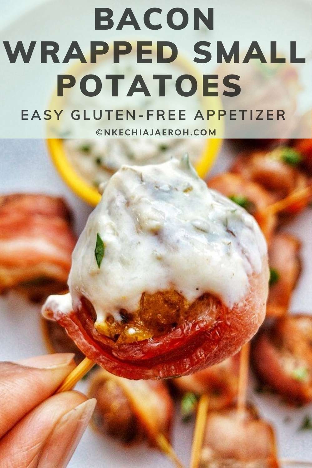 Small potatoes marinated in coconut cream parsley pesto wrapped in bacon and baked to perfection is literal heaven. These bacon wrapped small potatoes are tasty, flavorful, tender and soft inside, perfectly toasted, and crisp outside. Whether you are looking for your family’s next best appetizer, or you are looking for that perfect dish to bring to the next potluck, these babies fit just right because they would please everyone! #Potatoes #Bacon #Baconwrappedpotatoes #appetizers #smallpotatoes