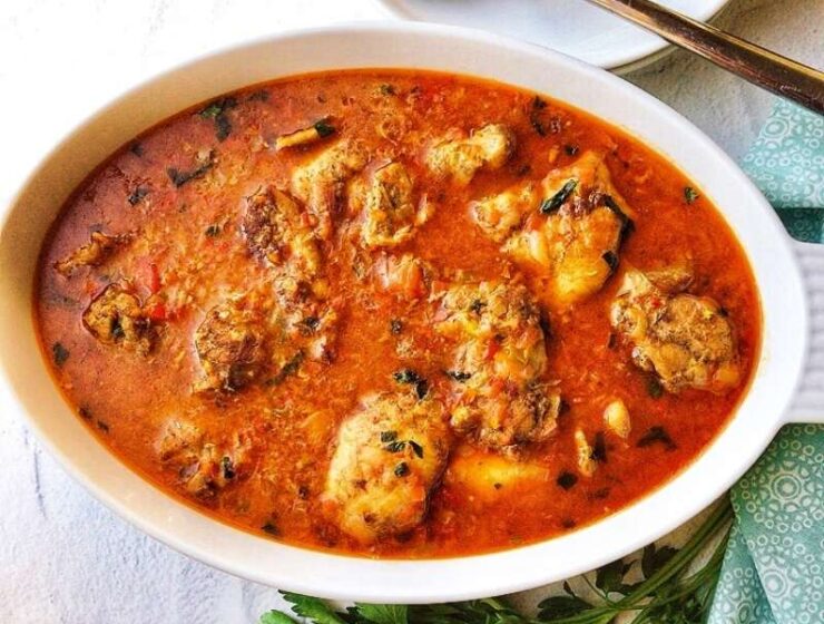 Easy and healthy chicken coconut milk soup is packed with tasty boneless chicken thighs, coconut milk, warm spices, and vegetables! This soup is savory, sweet, flavorful, and insanely satisfying. Serve this coconut soup with rice, boiled potatoes, or plantains.