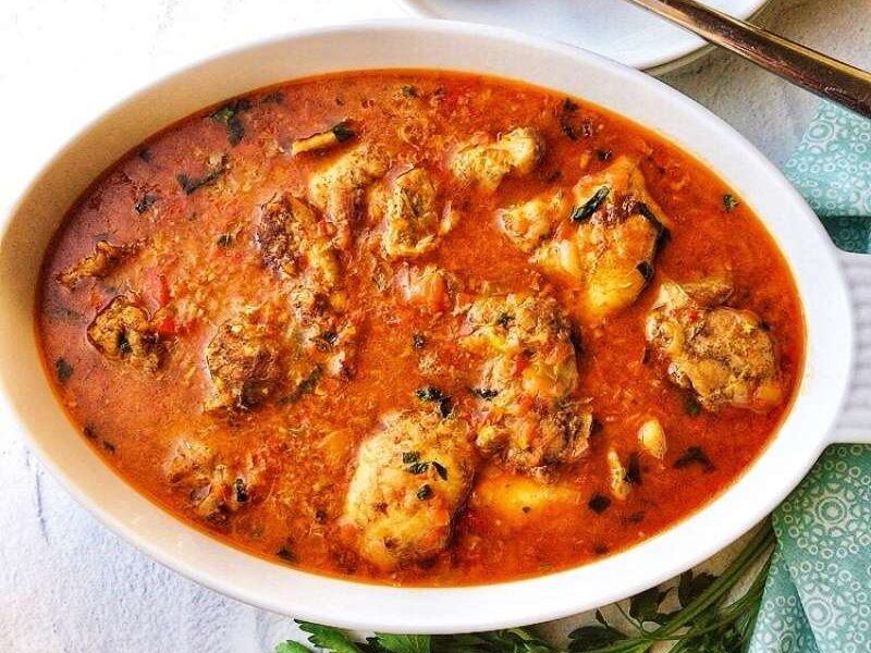 Easy and healthy chicken coconut milk soup is packed with tasty boneless chicken thighs, coconut milk, warm spices, and vegetables! This soup is savory, sweet, flavorful, and insanely satisfying. Serve this coconut soup with rice, boiled potatoes, or plantains.