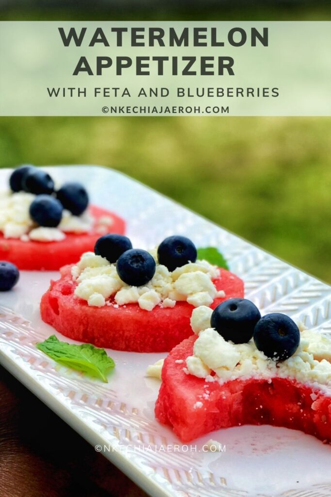 Refreshing and savory watermelon appetizer with feta and blueberry is sweet, salty, revitalizing, and satisfying! These watermelon appetizer bites are super easy to make and very cheap! Plus the fact that everyone likes it! Be warned; these fruity bites can be addictive. At the same time, this is the easiest and quickest red, white, and blue combo for the 4th of July!