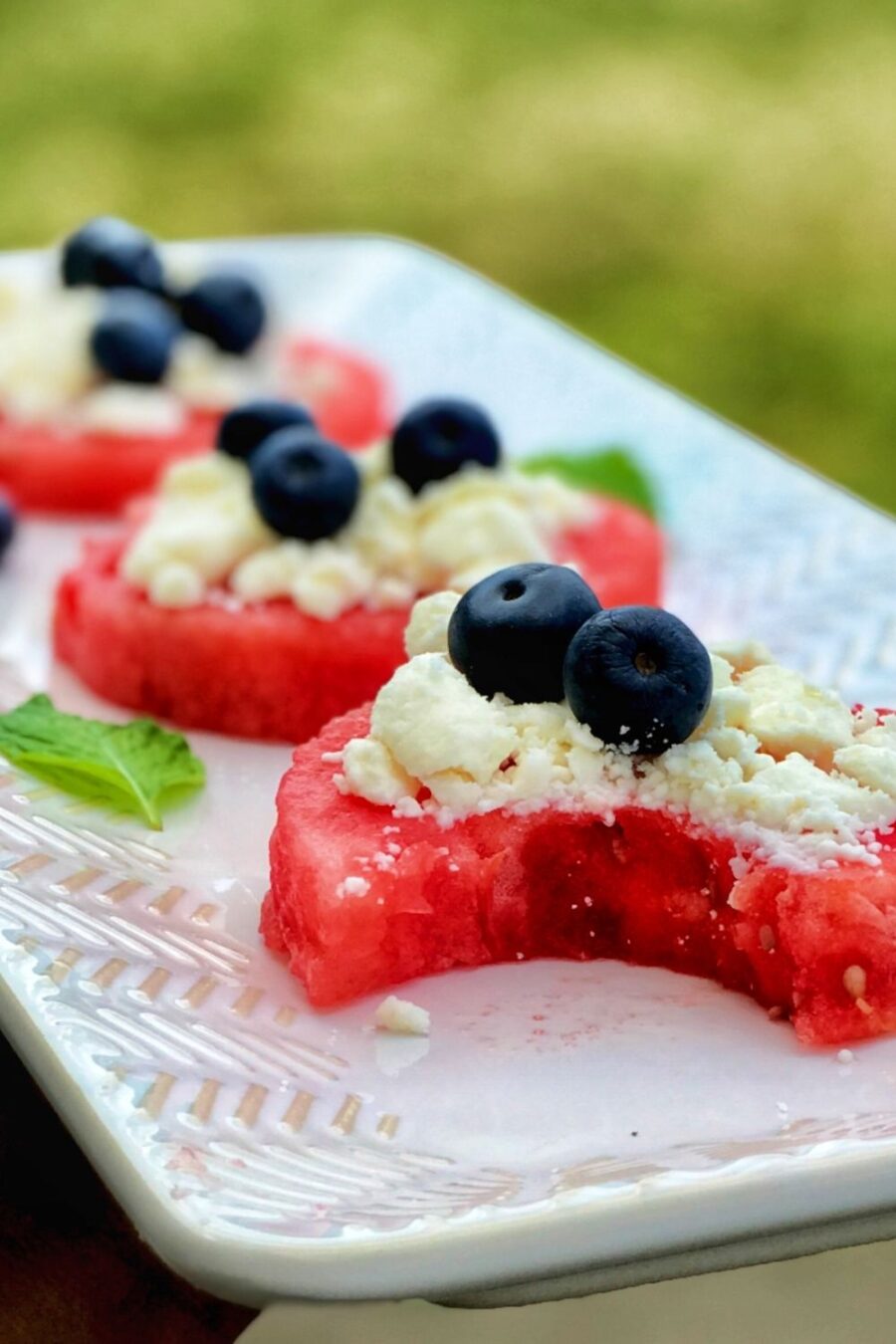 Watermelon Bites with Feta and Blueberry Nkechi Ajaeroh