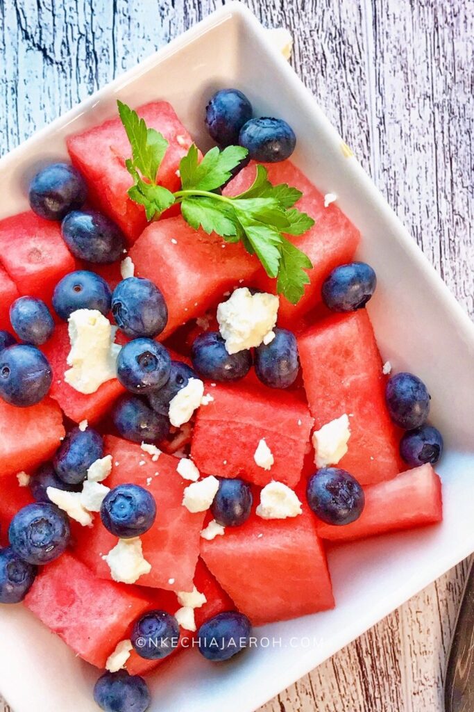 Red, white and blue salad