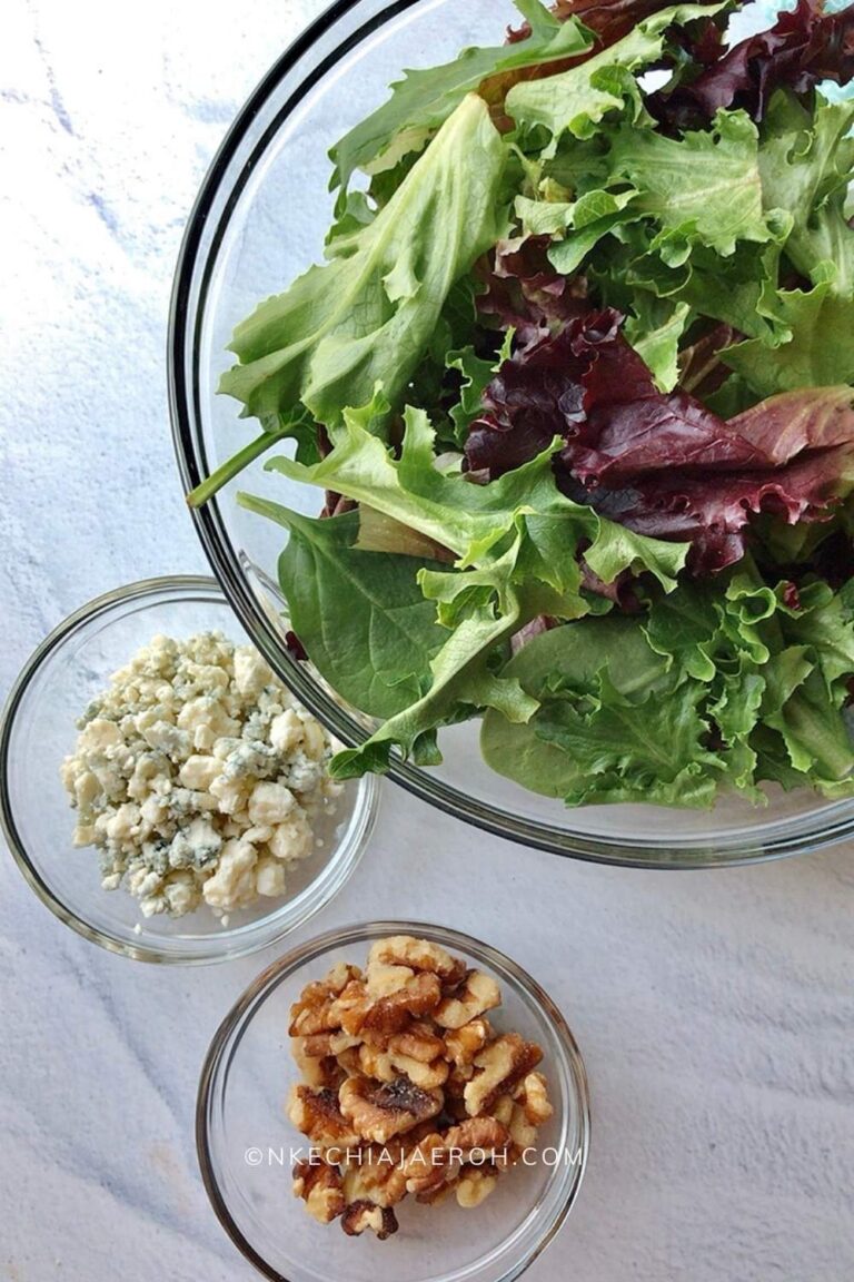 Super Easy Walnut Blue Cheese Salad for One Nkechi Ajaeroh