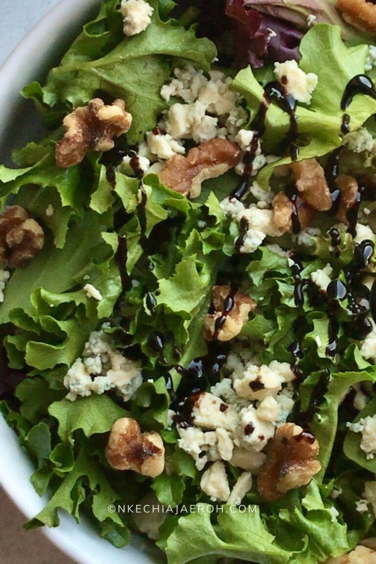 Super Easy Walnut Blue Cheese Salad for One Nkechi Ajaeroh