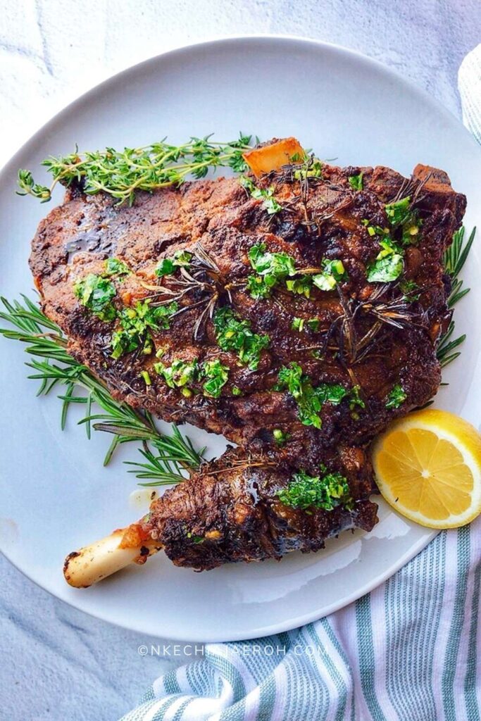 This roasted lamb leg has the perfect crust on the outside and is extraordinarily juicy, tender, and flavorful inside—literally the epitome of a flawless roast. The best part is that this lamb roast is super easy to make with only a few ingredients. Second, it doesn't require a special marinade. Furthermore, this roast leg of lamb recipe would be fantastic for a Sunday roast, Easter lunch, Christmas dinner, or better still, put this lamb recipe on your Thanksgiving dinner menu. #Roast #Lamb #legoflamb #Christmasrecipe #Holidayrecipe