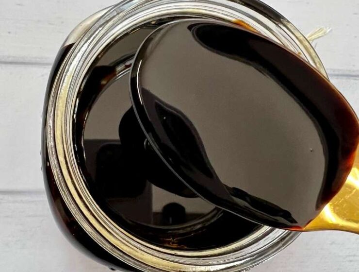 Easy balsamic glaze, aka balsamic reduction is sweet, tangy, and makes a perfect sauce for salads, roasted vegetables, chicken, or fish. This homemade balsamic reduction aka, balsamic glaze, comprises only one ingredient – balsamic vinegar. Eventually, balsamic vinegar becomes balsamic glaze after it slowly simmers and reduces to about 75% of the original content. It becomes thick, glossy, and intense in both flavor and color. #Balsamicglaze #balsamicreduction #balsamicdrizzle #balsamicsauce #Homemadebalsamicreduction