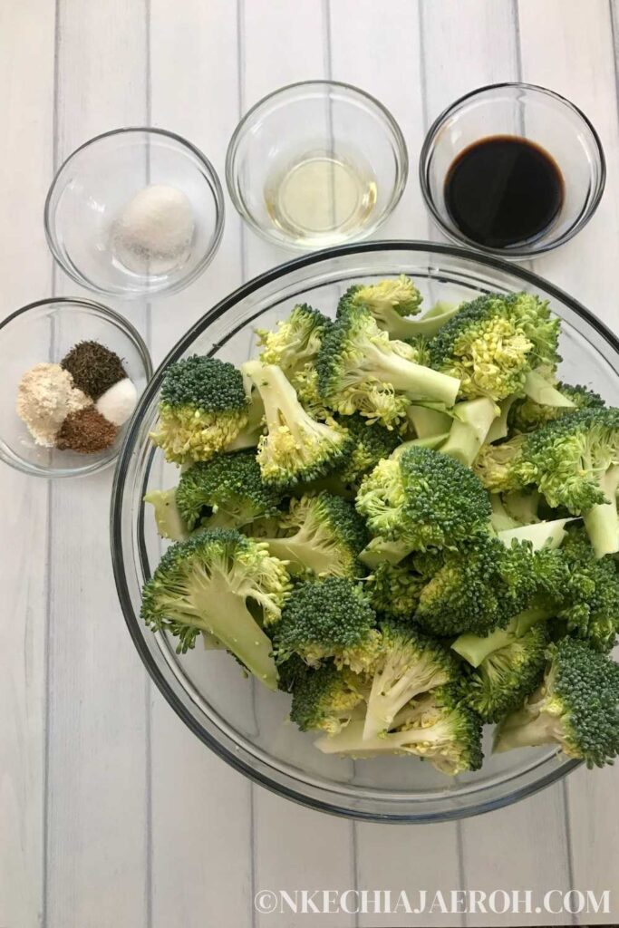 The ingredients you will need to cook broccoli in the air fryer