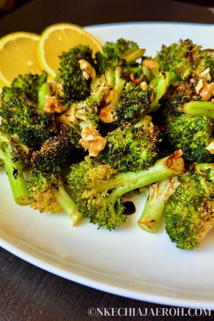 Cooking broccoli in the air fryer is easy and takes only a few minutes. This easy air fryer roasted broccoli with balsamic vinegar is crunchy, tender, tasty, tangy, and sweet. And will make a great side dish to any main dish. This air fryer broccoli is packed with flavors, and you will honestly never cook broccoli another way! If you are looking for the next right vegetable to roast in your air fryer, this easy broccoli recipe takes only 8 minutes to cook. This air-fried broccoli is truly the best! #airfryerbroccoli #BestAirFryerBroccoli #RoastedBroccoli #airfryervegetables