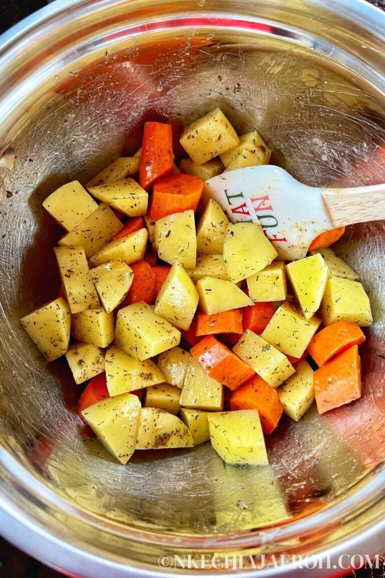 Air Fryer Potatoes and Sausage with Carrots + Broccoli - Nkechi Ajaeroh