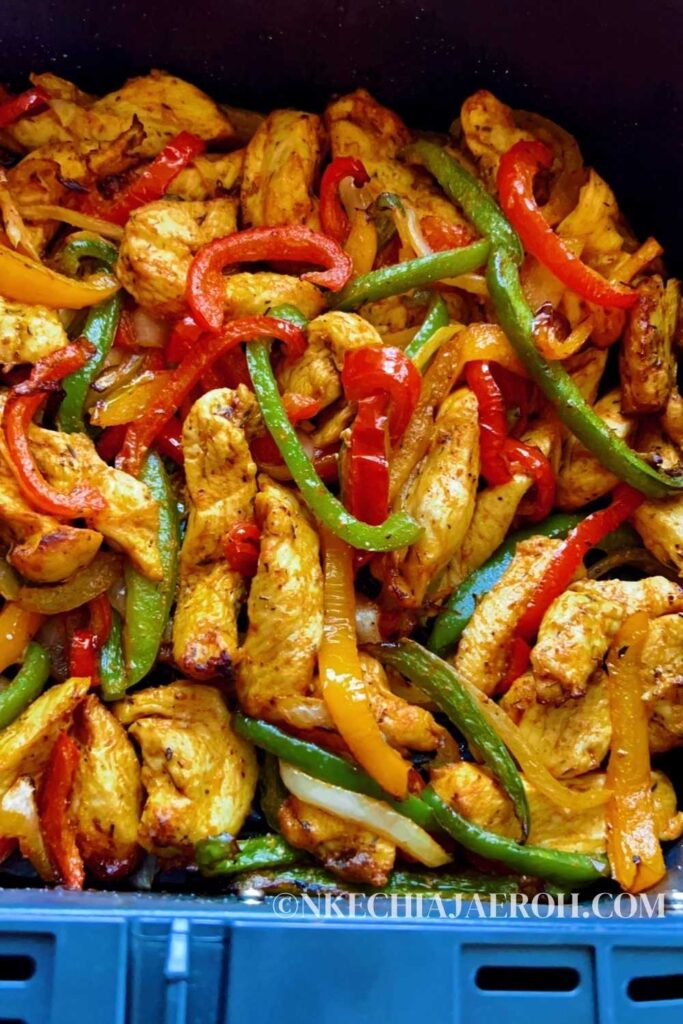 Healthy Chicken Fajitas is one of my go-to quick dinners! Grab some chicken, a couple of bell peppers, onions, taco, or fajita seasoning, and boom, dinner is ready! Serve with taco wraps/white rice or lettuce leaves or eat as is. 