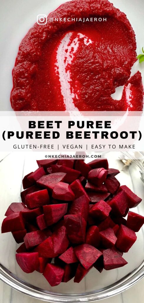 Silky red beet puree, aka beetroot puree, is simply a recipe of pureed cooked beets, coconut milk, fresh garlic, salt, and pepper. Red beet puree is sweet, savory, flavorful, colorful, and comes with a perfect kick of freshness from the fresh raw garlic. Red beet puree recipe is easy to make; easily peel and cut up a couple of raw red beets, boil to soften, and then blend the boiled beets to become creamy and smooth! Healthy beet side dish is ready in less than 40 minutes. Serve pureed beets with salmon, meat, or any choice of main. #Beet #Beetpuree #Pureedbeet #Gardenbeet #Beetrootpuree #pureedbeetrot #Beetsidedish #Beets #beetrecipe #vegetablesidedish 