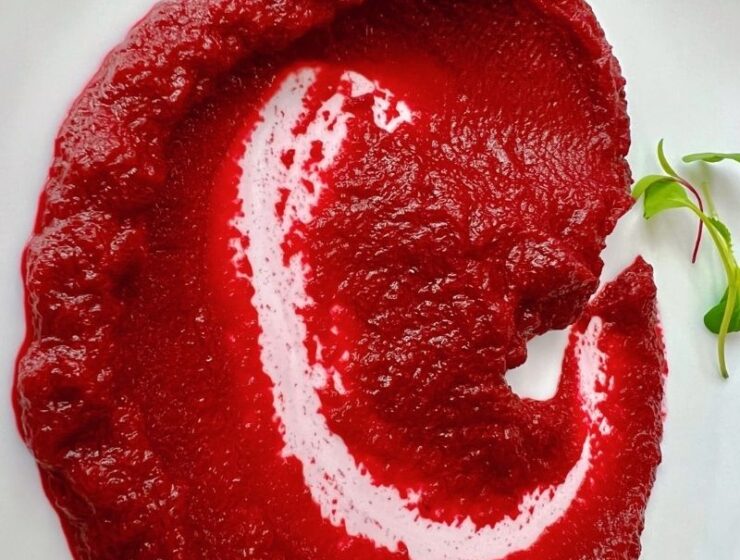 Silky red beet puree, aka beetroot puree, is simply a recipe of pureed cooked beets, coconut milk, fresh garlic, salt, and pepper. Red beet puree is sweet, savory, flavorful, colorful, and comes with a perfect kick of freshness from the fresh raw garlic. Red beet puree recipe is easy to make; easily peel and cut up a couple of raw red beets, boil to soften, and then blend the boiled beets to become creamy and smooth! Healthy beet side dish is ready in less than 40 minutes. Serve pureed beets with salmon, meat, or any choice of main. #Beet #Beetpuree #Pureedbeet #Gardenbeet #Beetrootpuree #pureedbeetrot #Beetsidedish #Beets #beetrecipe #vegetablesidedish